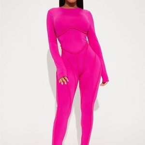 Play-It-Cool-Jumpsuit (Hot Pink) Sz XL